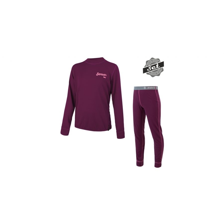 SENSOR DOUBLE FACE SET LOGO SET tricou maneca lunga + pantaloni de corp copii(verde)