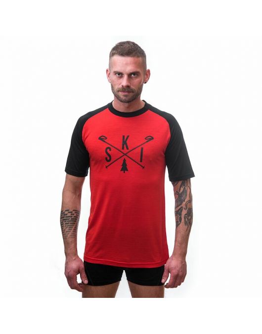 Tricou barbati MERINO ACTIVE PT SKI red/black