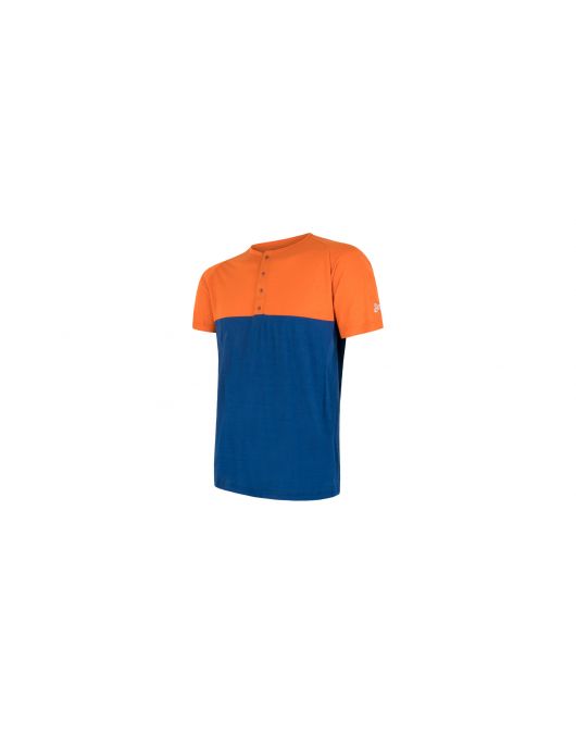 Tricou cu nasturi barbati SENSOR MERINO AIR PT orange/albastru