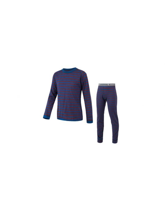 Set bluza si pantaloni de corp copii SENSOR MERINO AIR SET blue red strips