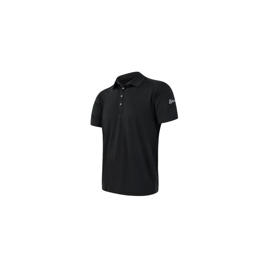 SENSOR MERINO ACTIVE tricou maneca scurta polo barbati (negru)