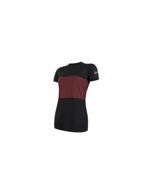 SENSOR MERINO AIR PT női rövid ujjú póló (fekete / piros)