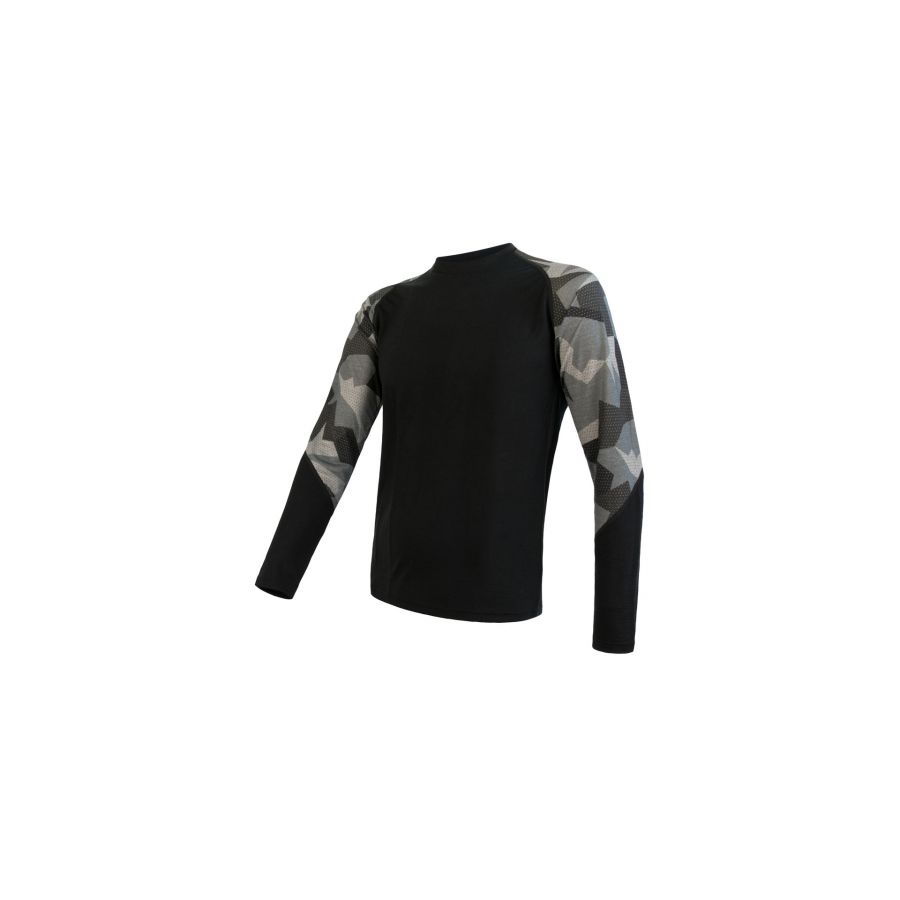 SENSOR MERINO IMPRESS tricou maneca lunga barbati (negru/camo)