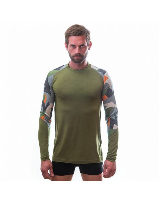 Bluza barbati SENSOR MERINO IMPRESS (safari/camo)